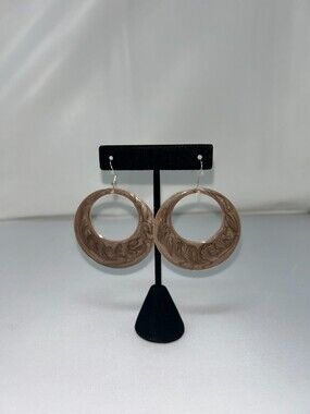 Vintage Estate Large Brown hoop dangle earrings
